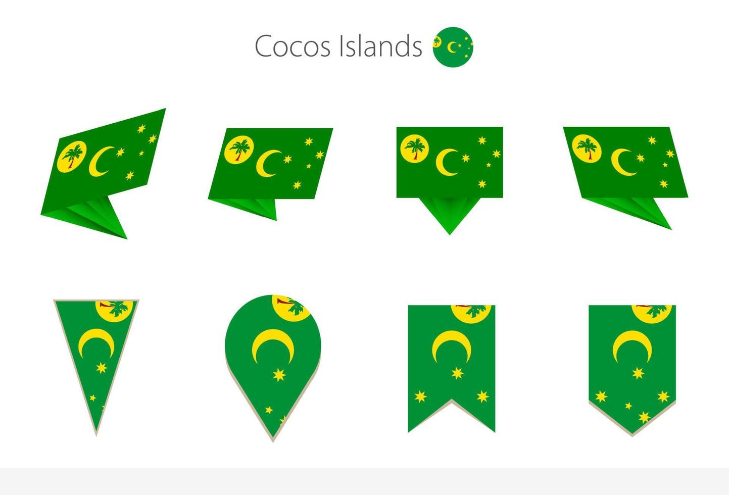 Cocos Islands national flag collection, eight versions of Cocos Islands vector flags.