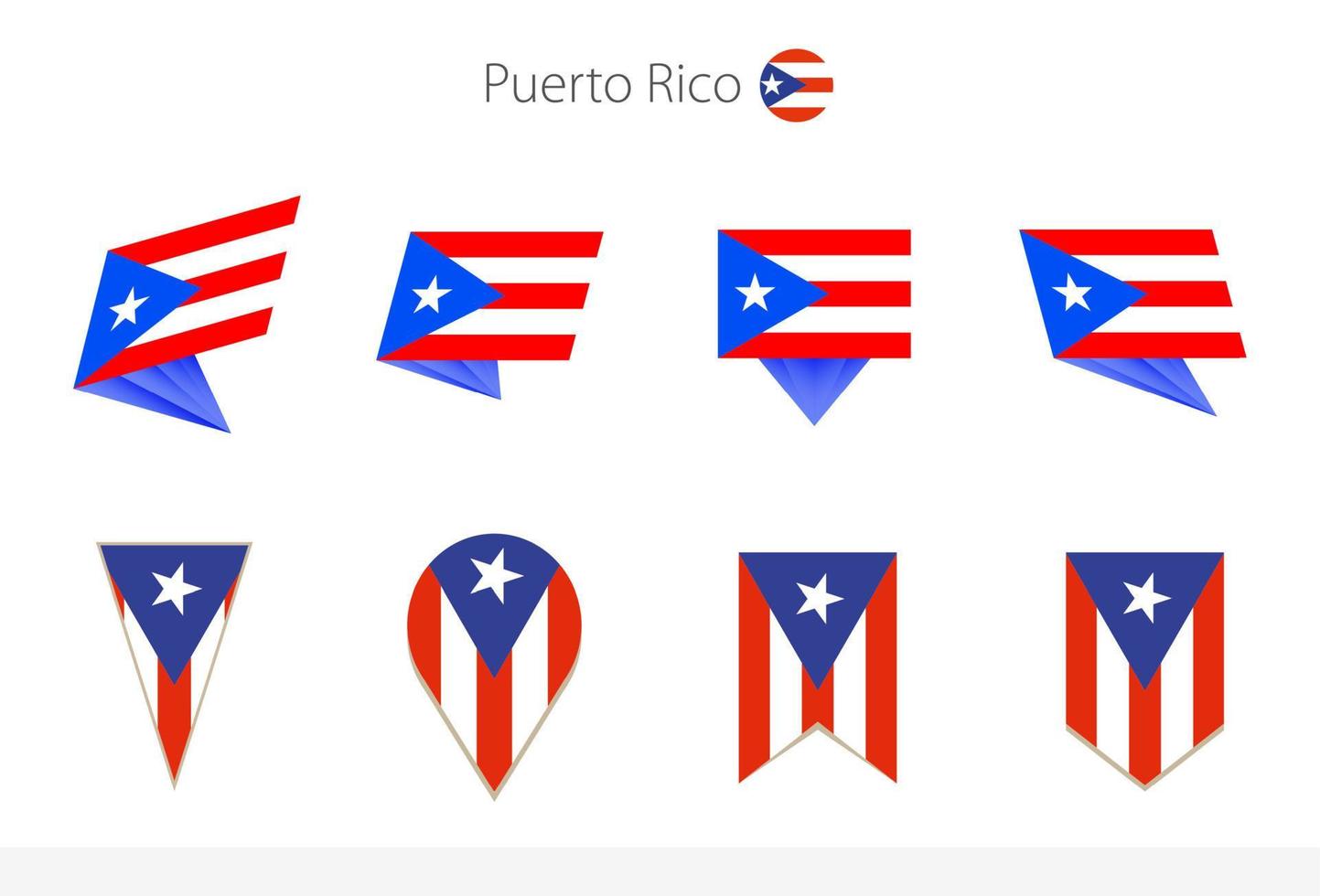 colección de banderas nacionales de puerto rico, ocho versiones de banderas vectoriales de puerto rico. vector