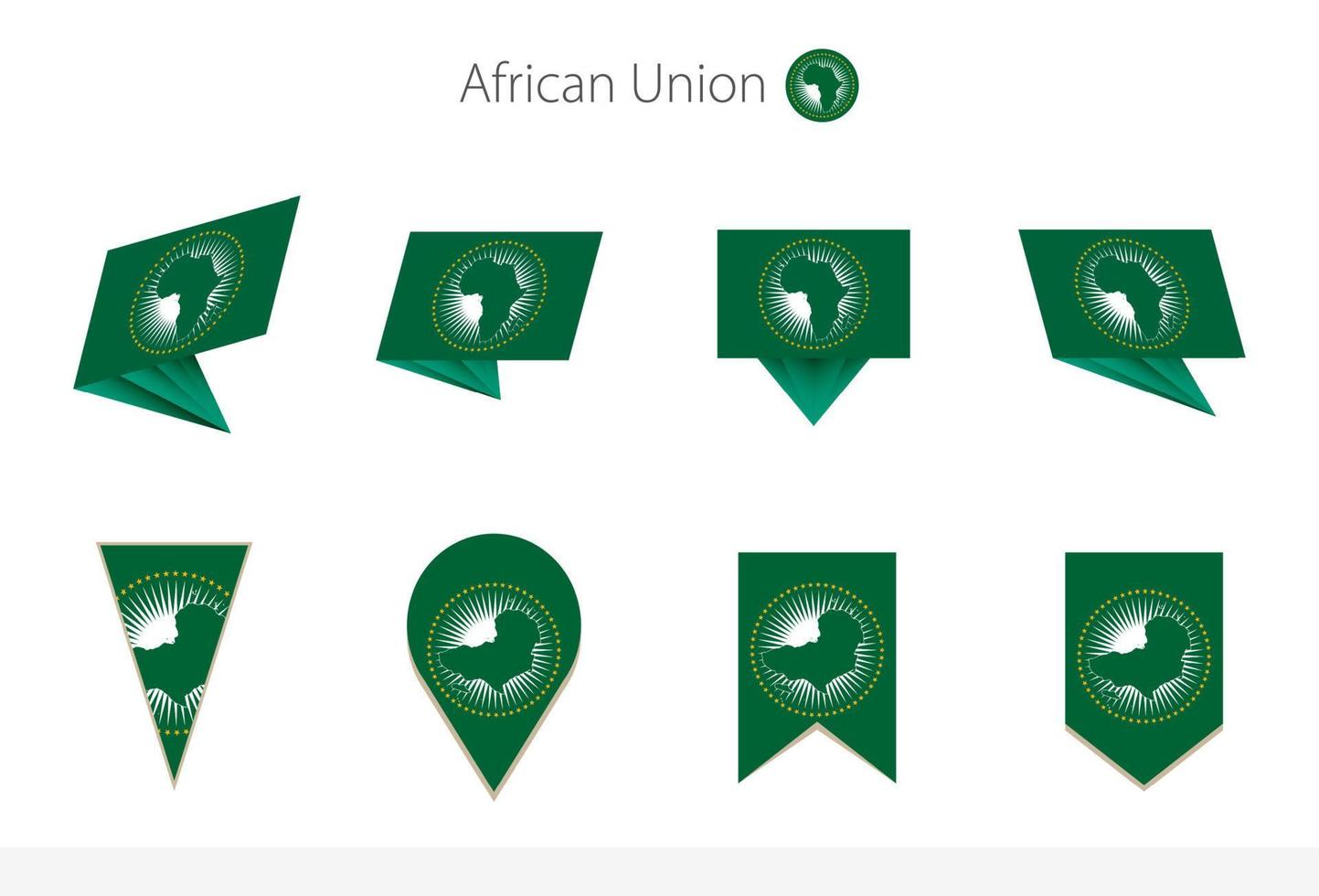 colección de banderas nacionales de la unión africana, ocho versiones de banderas vectoriales de la unión africana. vector