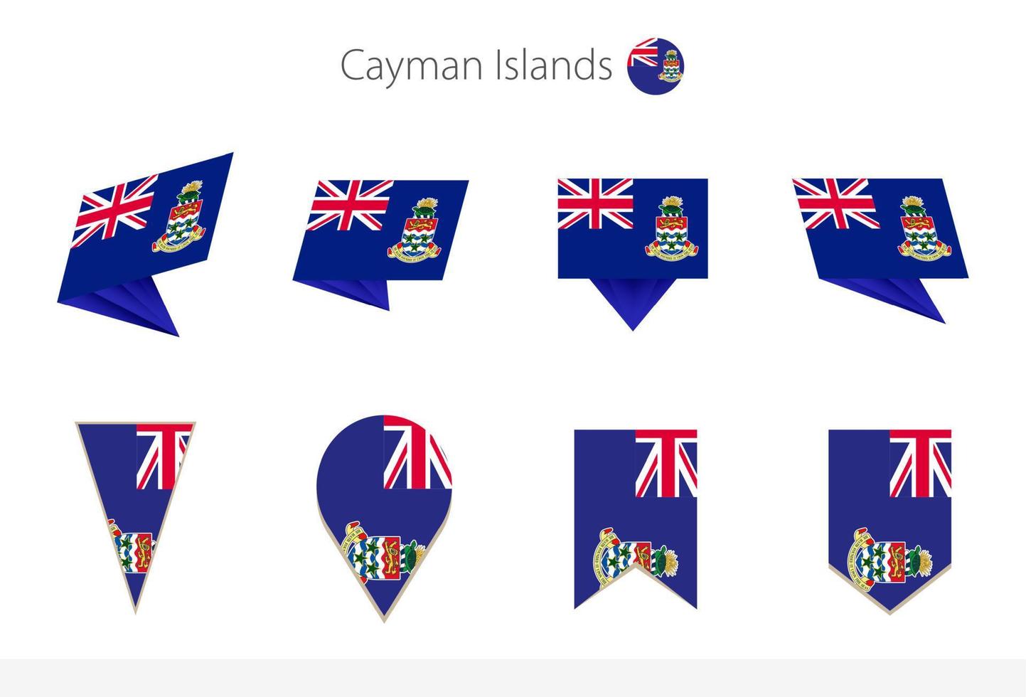 colección de banderas nacionales de las islas caimán, ocho versiones de banderas vectoriales de las islas caimán. vector