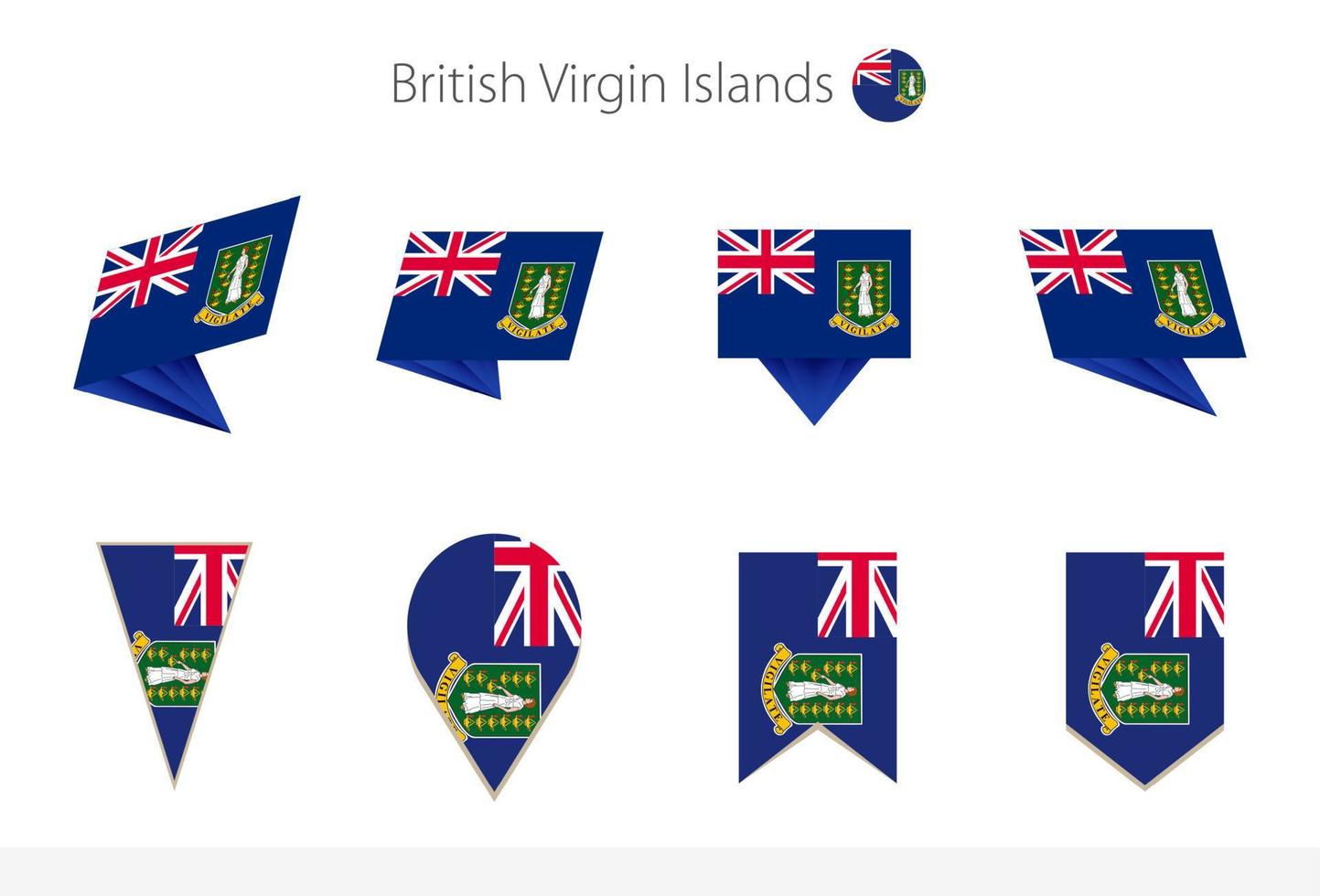 British Virgin Islands national flag collection, eight versions of British Virgin Islands vector flags.