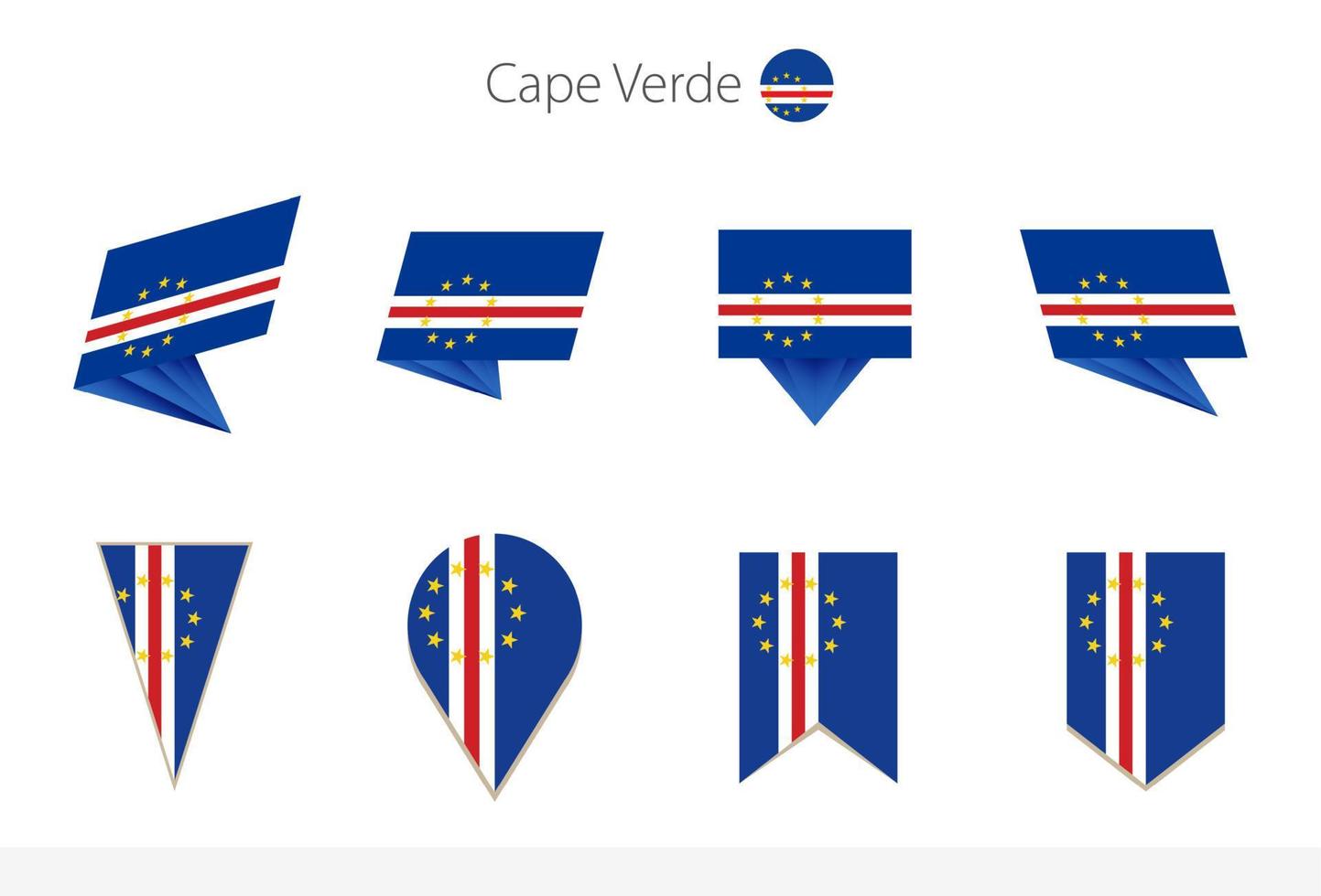 colección de banderas nacionales de cabo verde, ocho versiones de banderas vectoriales de cabo verde. vector