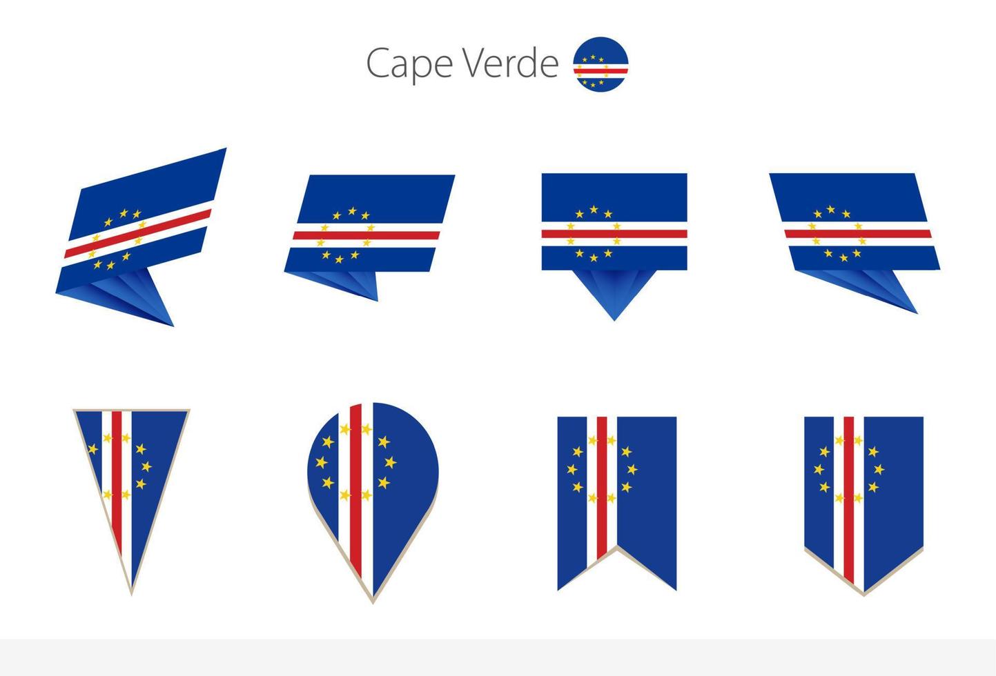 Cape Verde national flag collection, eight versions of Cape Verde vector flags.