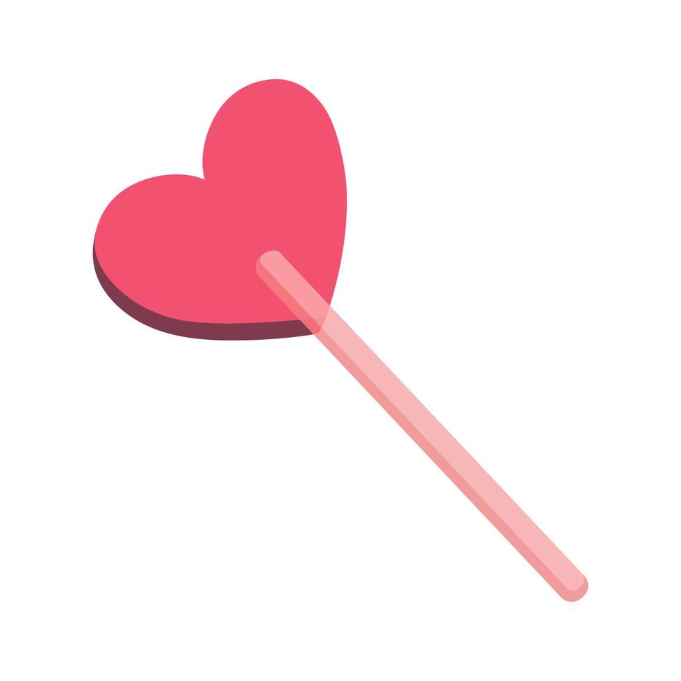 Hand drawn heart shaped sweet lollipop hard candy on a stick vector illustration.