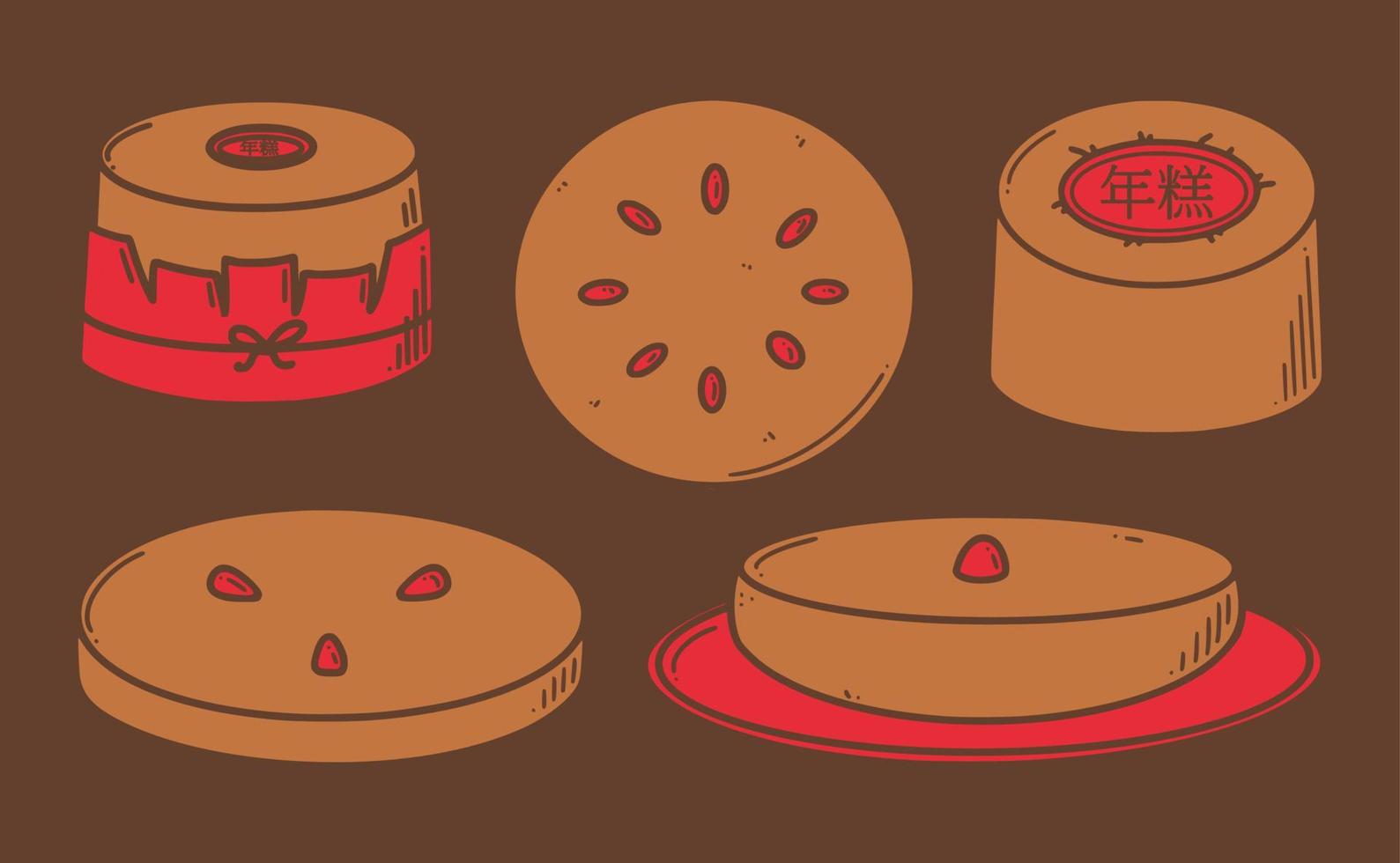 nian gao, ilustración de vector de pastel de año nuevo chino. postre de año nuevo chino niangao