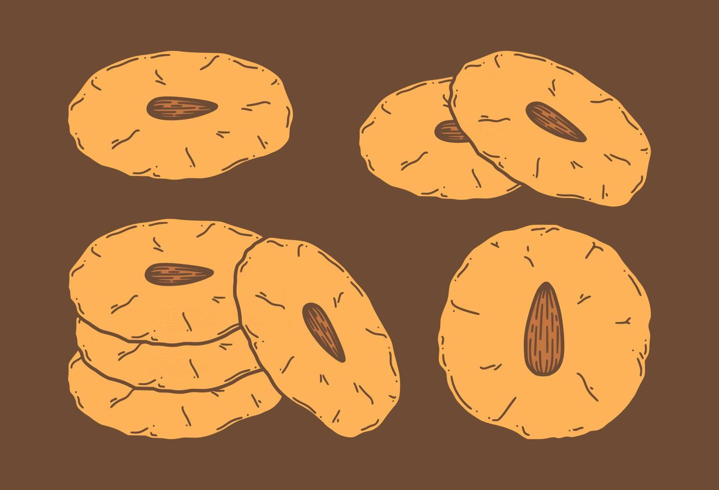Ilustración de vector de galletas de almendras chinas. galleta de almendras de postre de año nuevo chino