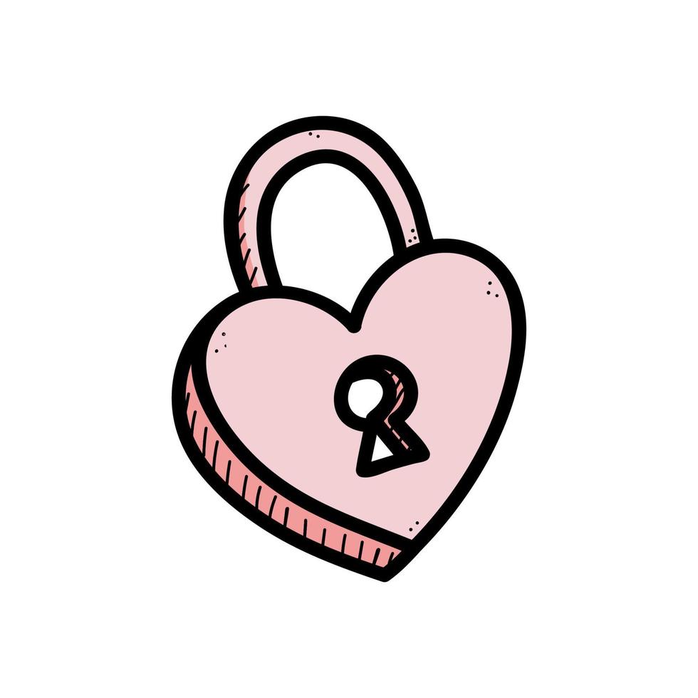 llave en forma de corazón y símbolos de bloqueo de amor por aniversario, boda. vector