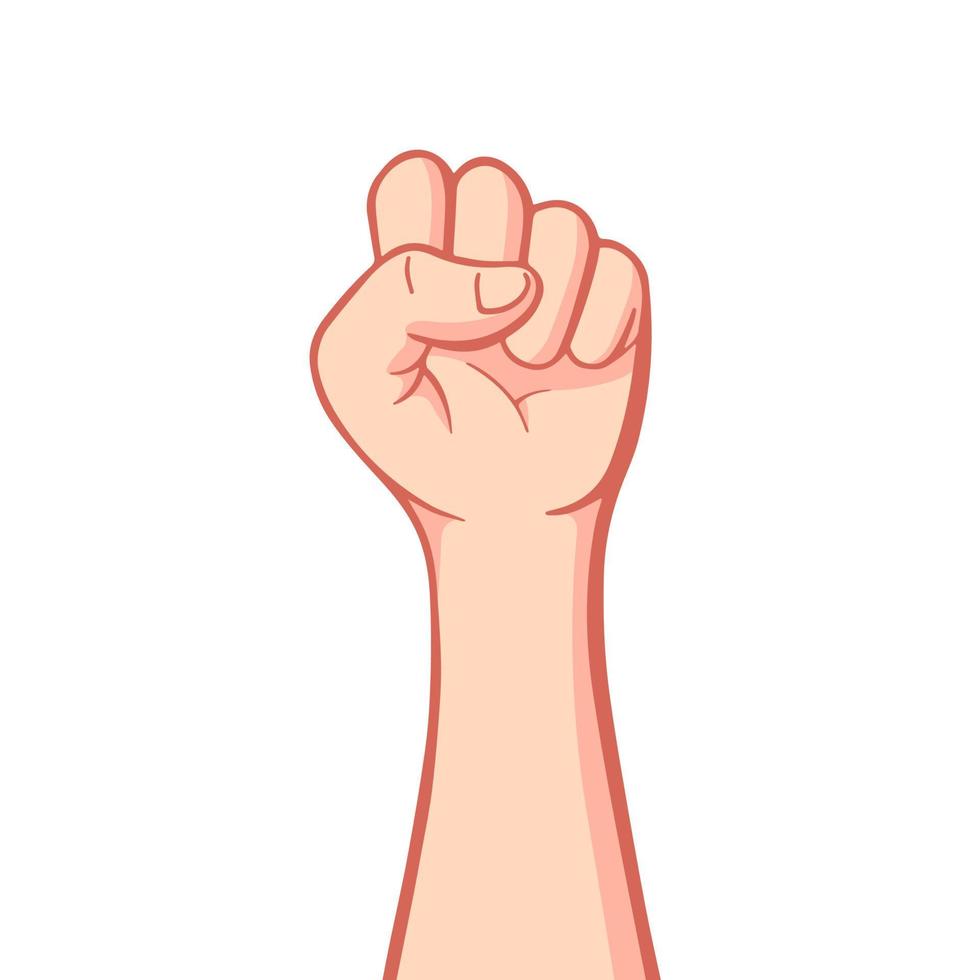Demonstration, revolution, protest raised arm fist with copy space. Arm silhouette struggle for rights vector