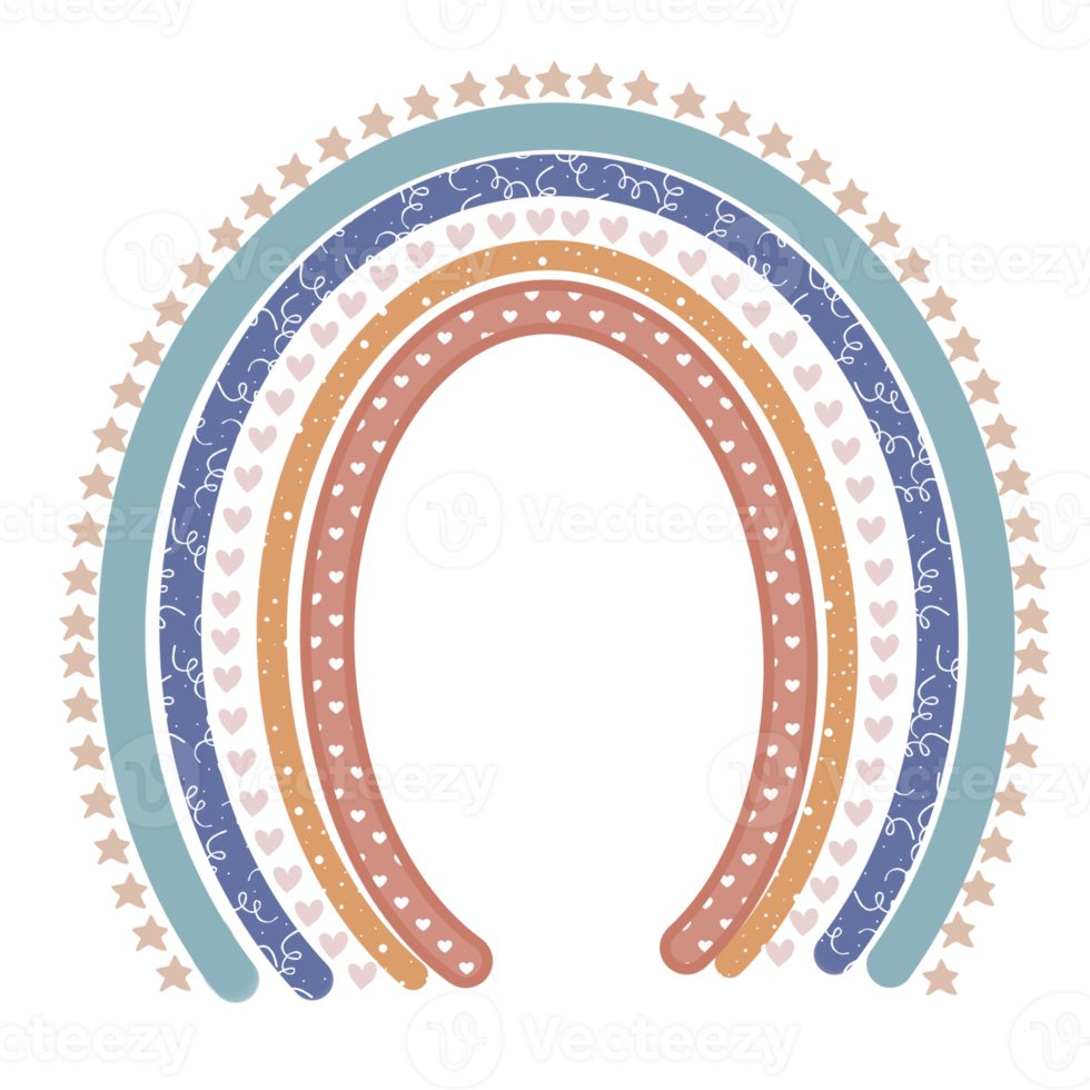 Pastell-Boho-Regenbogen-Aufkleber-Stil png