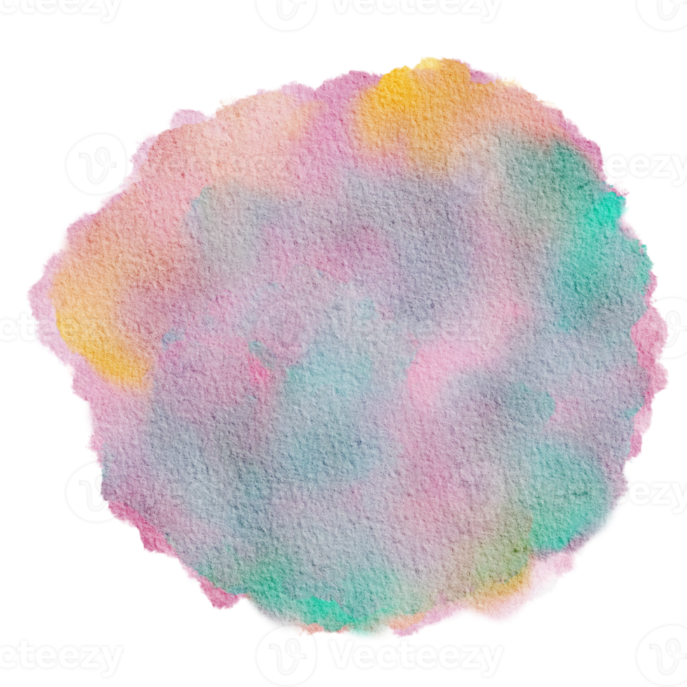 círculo de fundo de mancha de tinta aquarela de arco-íris pastel png