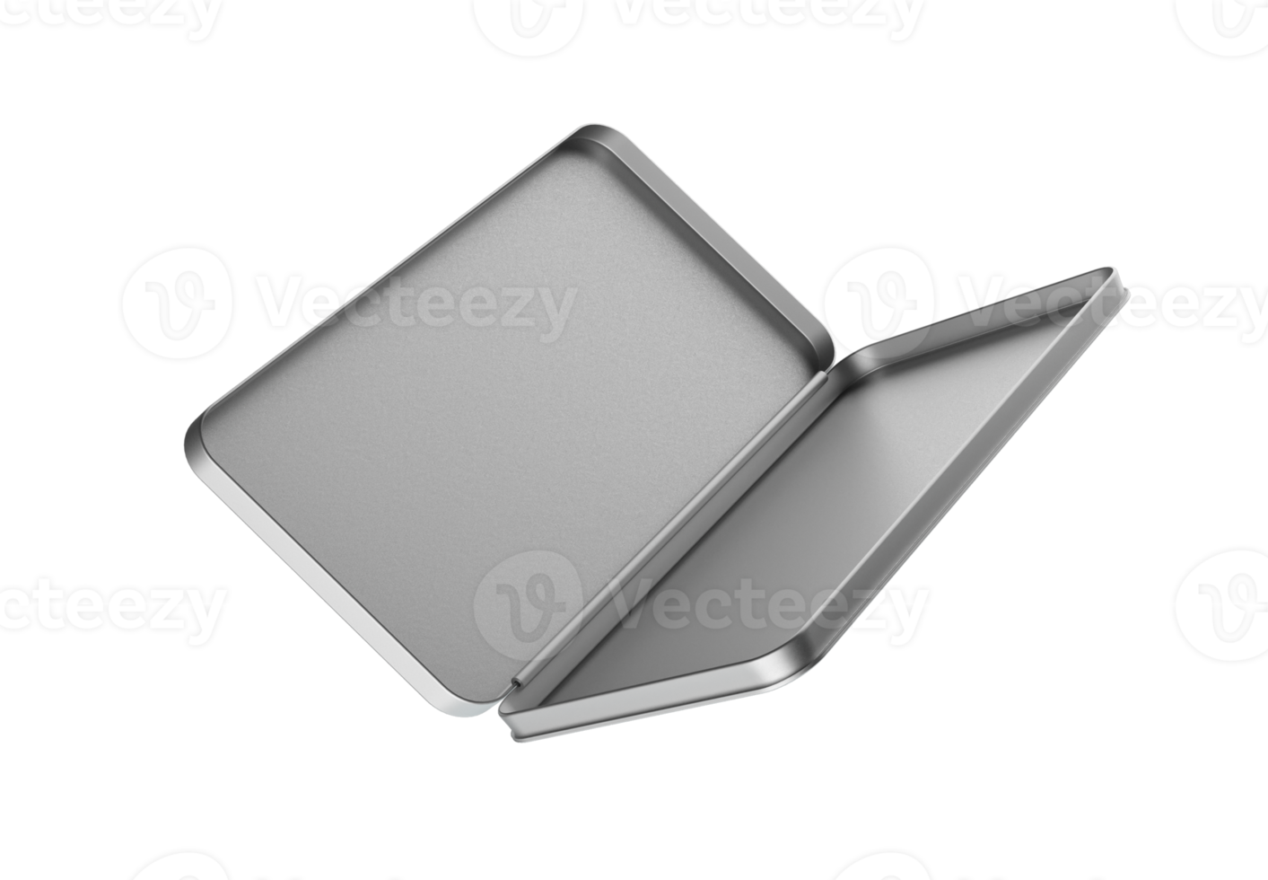Rectangle Silver pencil box on in the Air flying on white blank stainless stationery box or isolated 3d illustration png