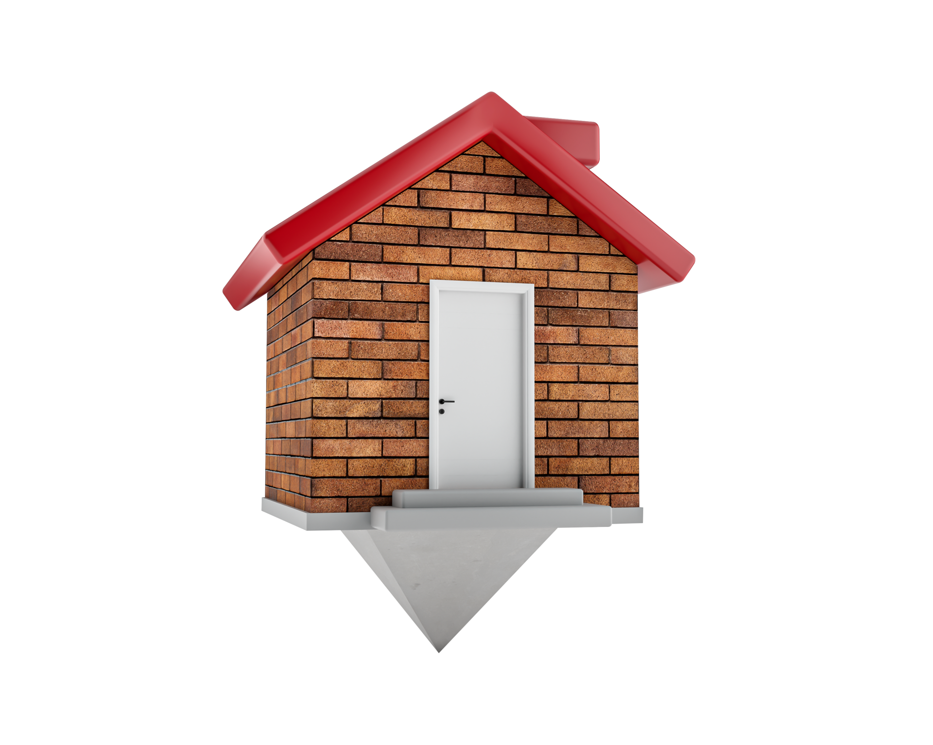 House map Pointer Bricks Wall red roof chimney White Doors Grey Steps 3d illustration 17223044 PNG