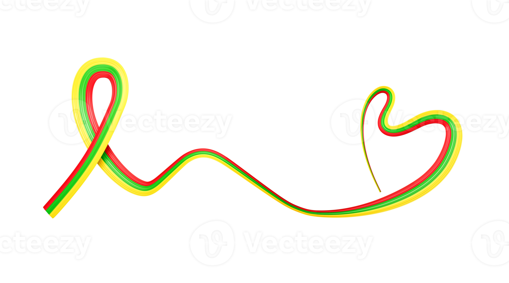 bandera nacional de myanmar en forma de corazón ilustración 3d png