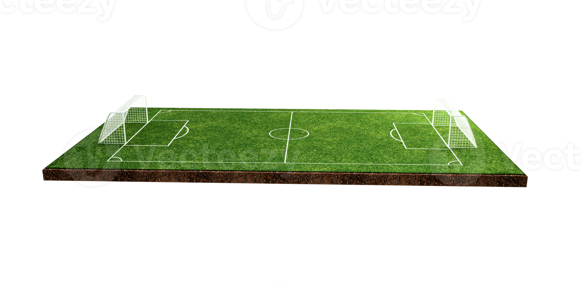 Football Soccer Field and Soccer Ball, Green Grass, Realistic 3D illustration png