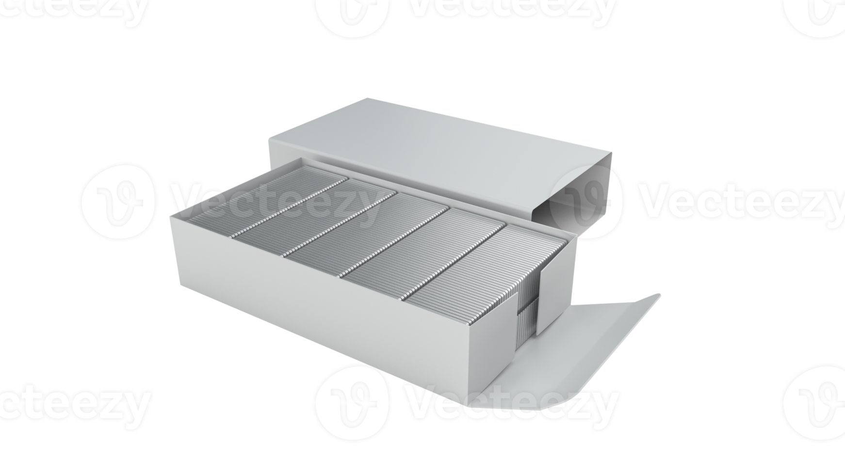 Staples pins and Staple box empty 3d illustration png