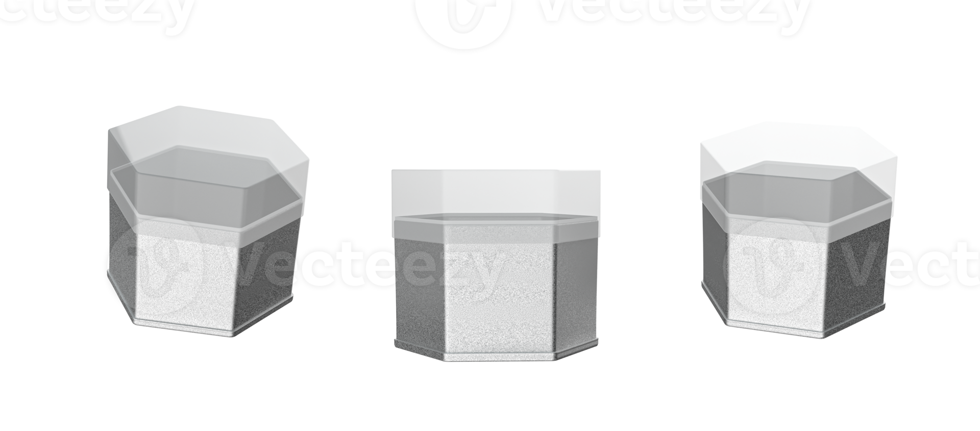 Small metal Jar hexagon 6 Corner Shape container 3d illustration png