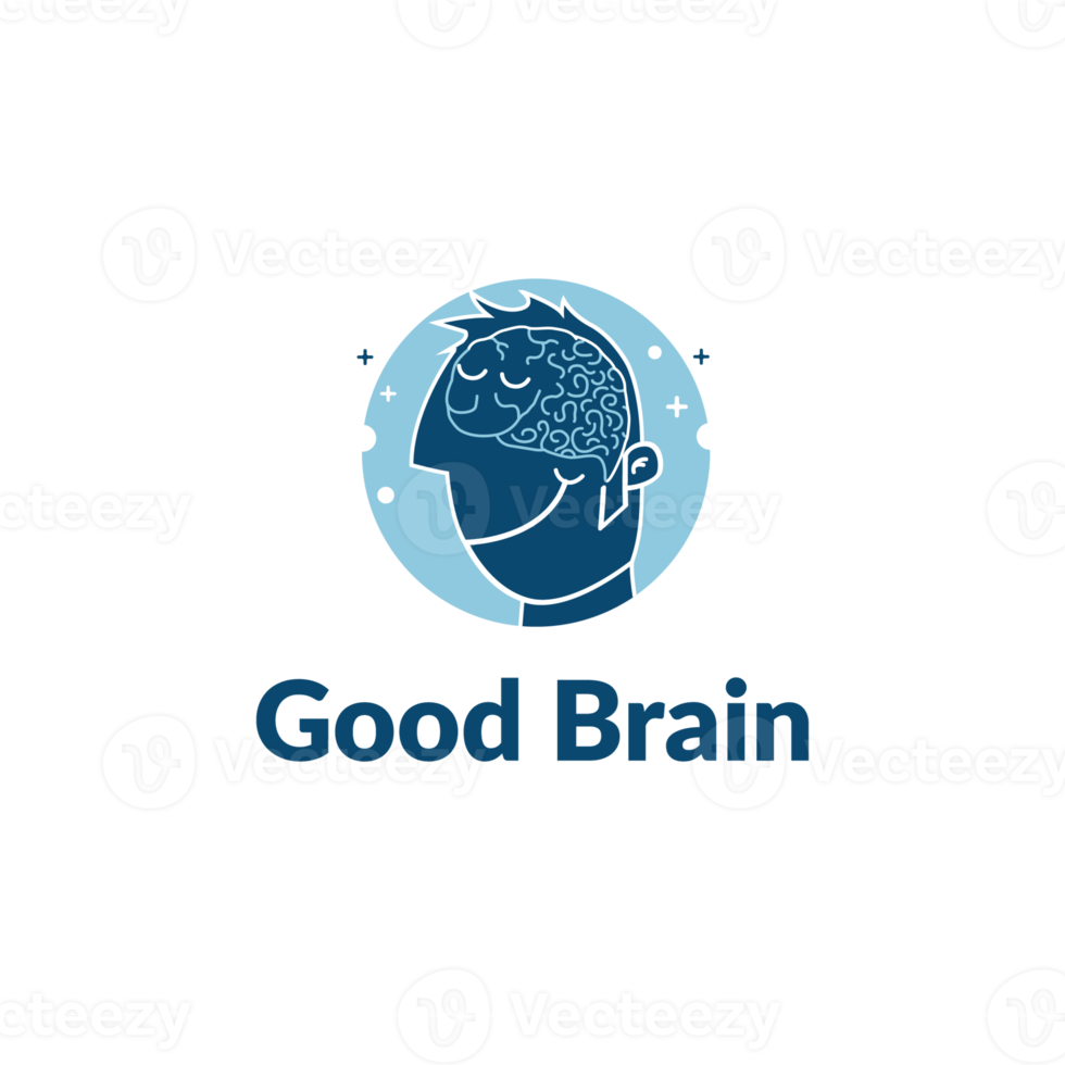 Good and Smile Brain logo design template. Happy emotion png