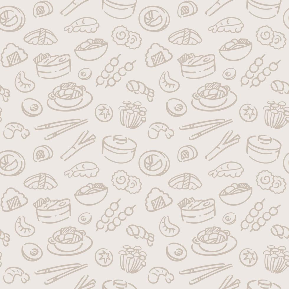 Seamless pattern with hand drawn Japanese food sketch. vector