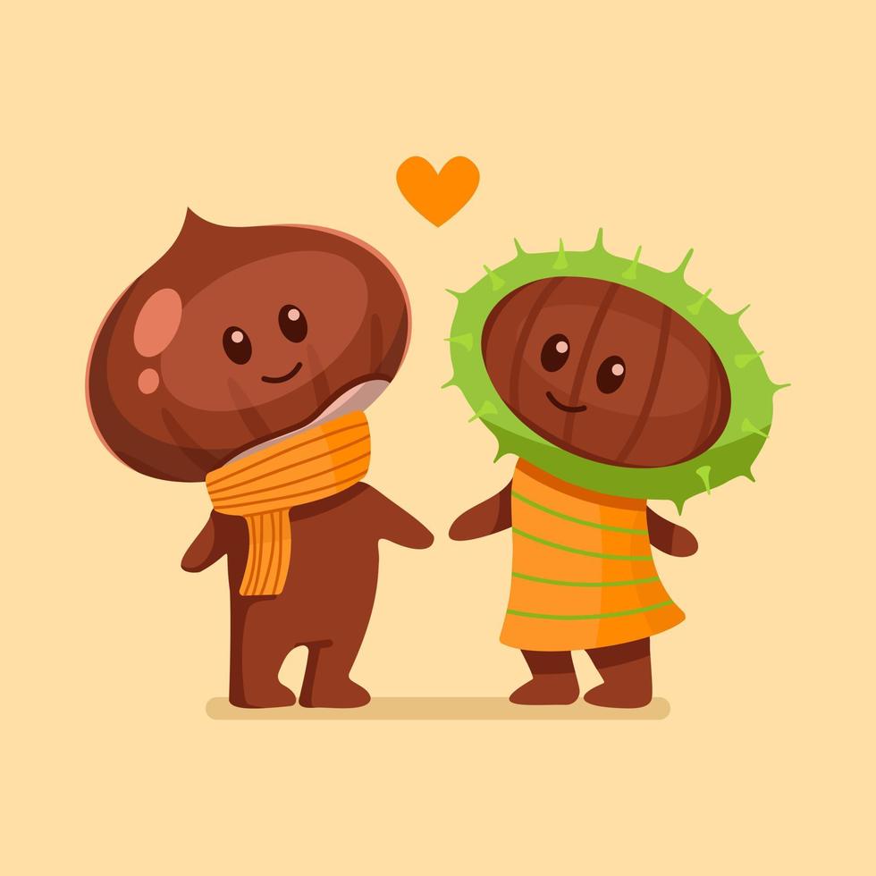 A couple of chestnuts in love. vector