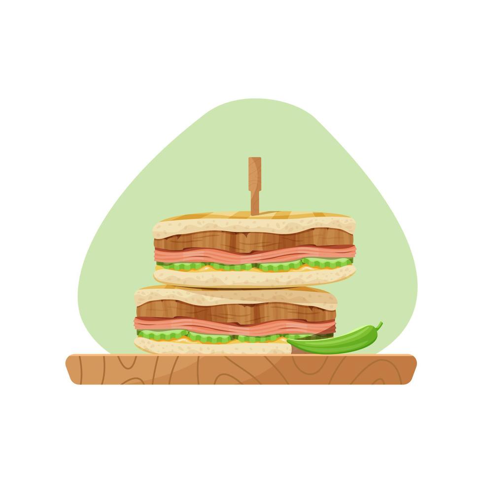 Sandwich cubano con cerdo asado y mostaza. vector