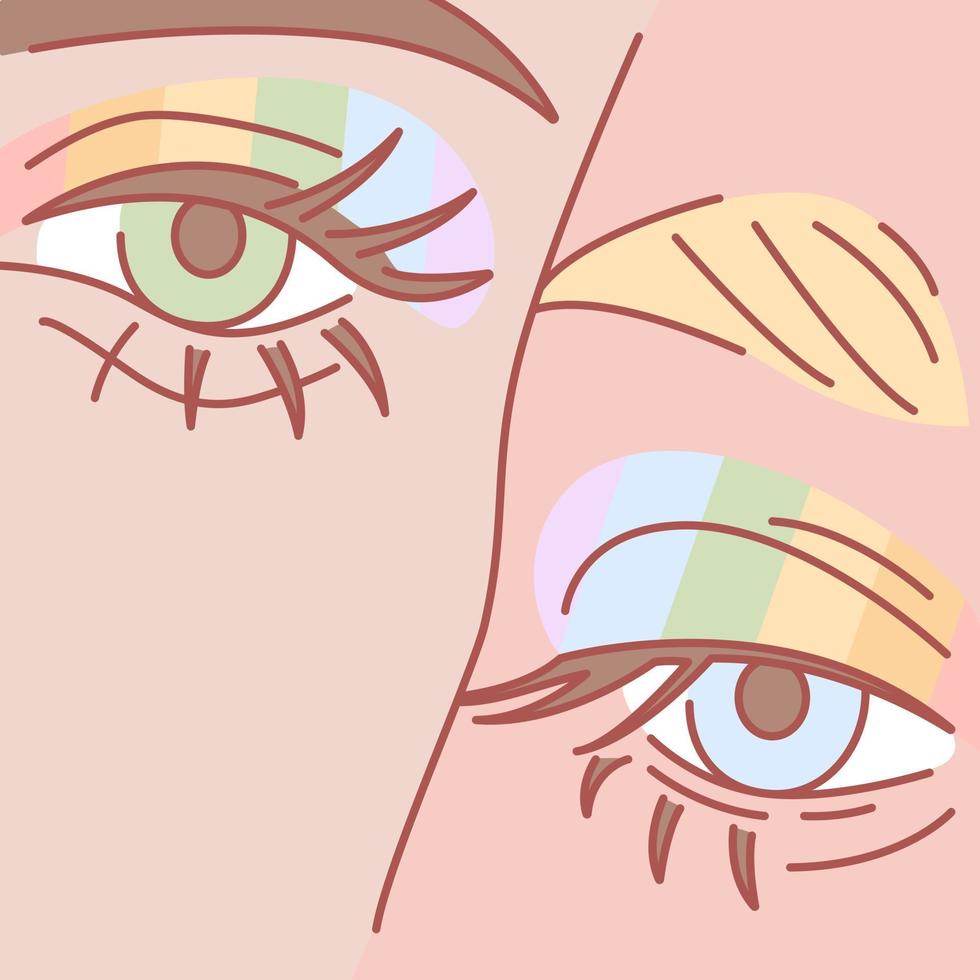 Close-up of faces beautiful gay couple vector