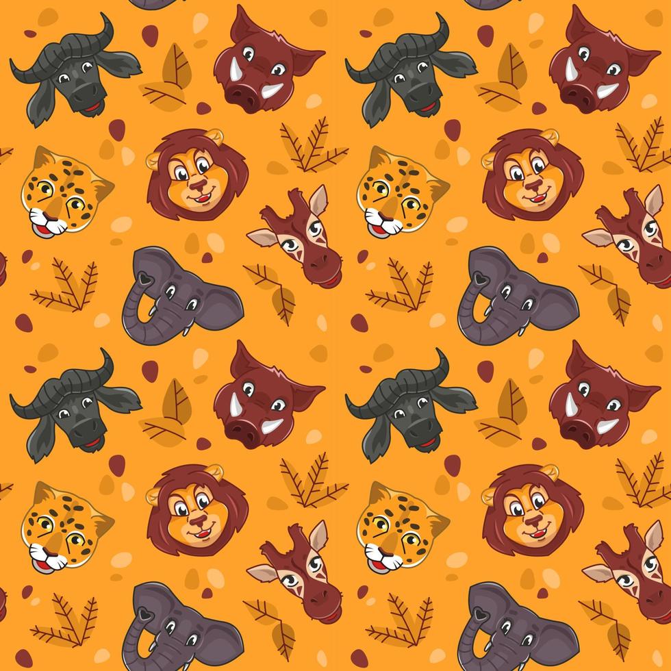 Seamless childish pattern with cute jungle animals vector
