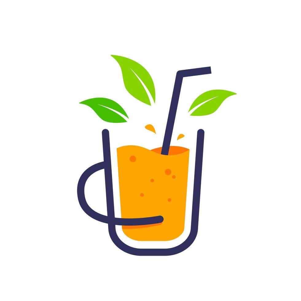 Fresh fruit smoothies logo,flat design icon vector illustration