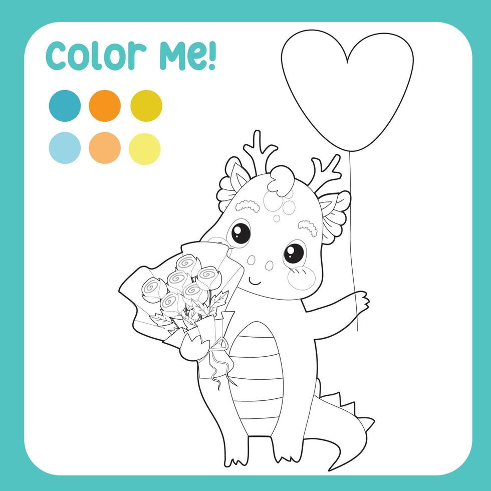 Color me worksheet for children. Coloring page activity. Cute unicorn illustration. Vector file.