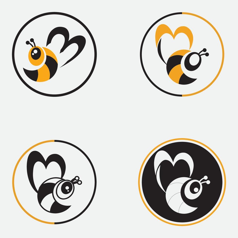 bee logo illustrations design icon vector