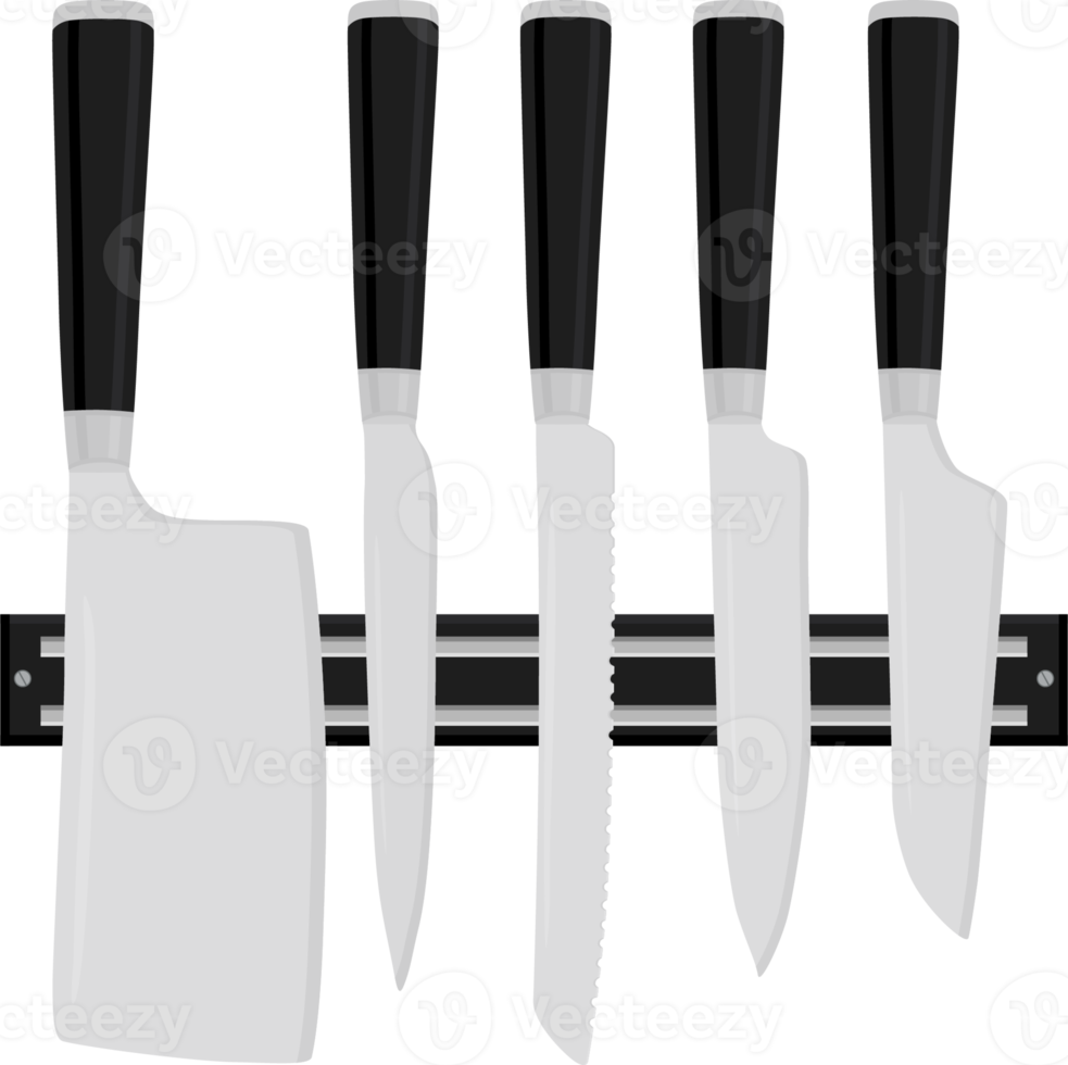 grande conjunto de diferentes tipos de facas de tamanho diferente para açougueiro png