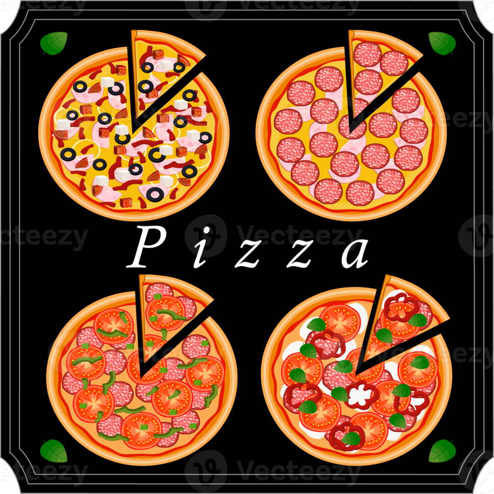 diverses pizzas savoureuses sucrées png