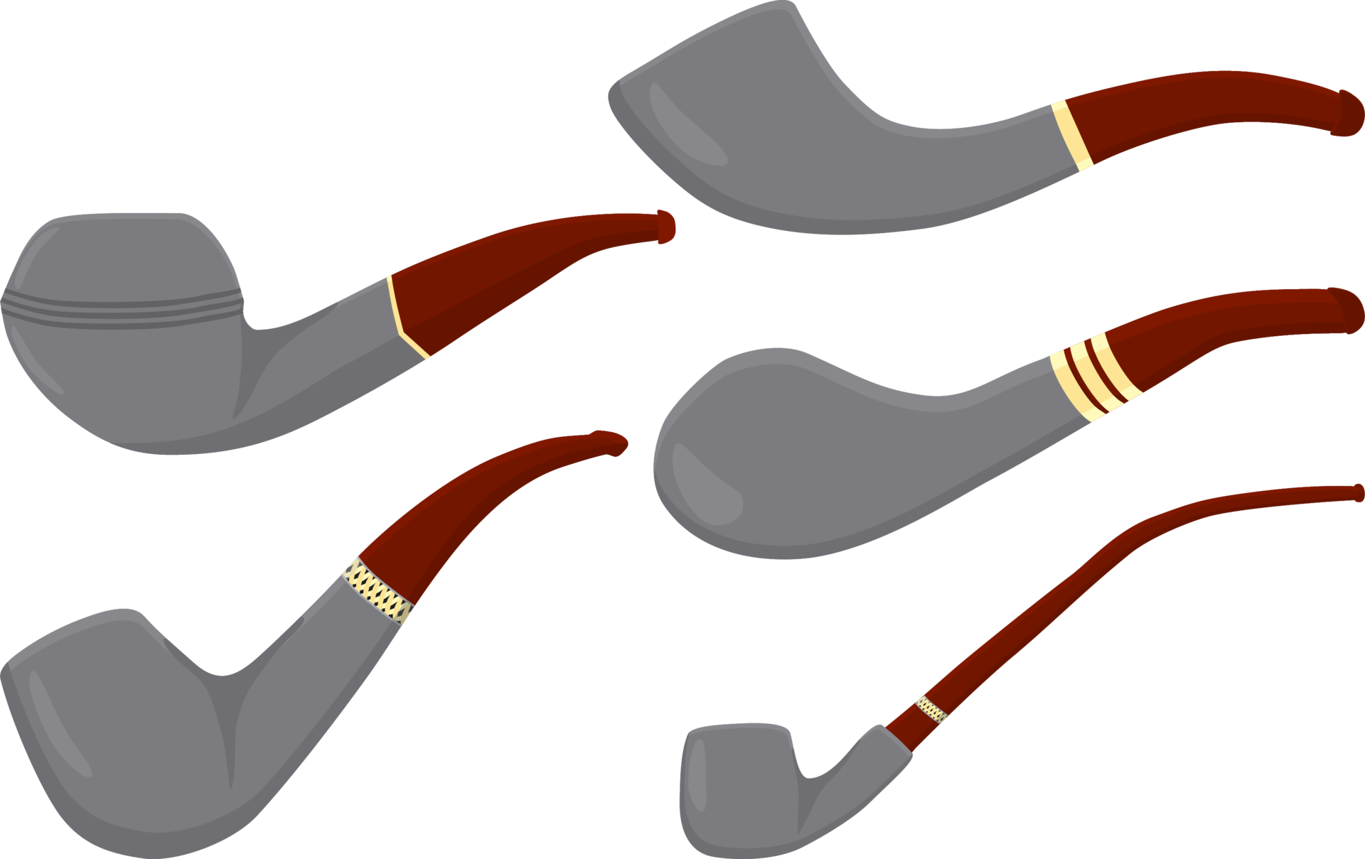 big set different types smoke pipes different size for tobacco 17225169 PNG