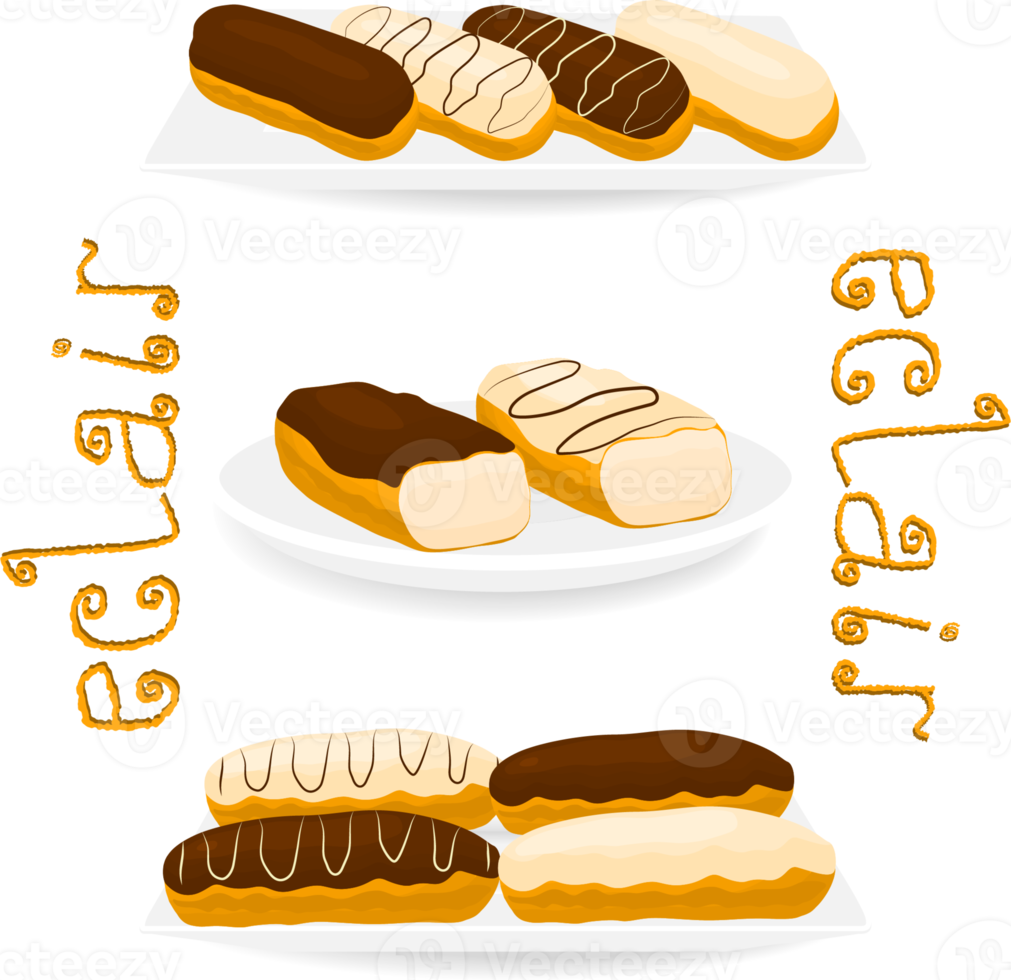 Various sweet tasty eclair png