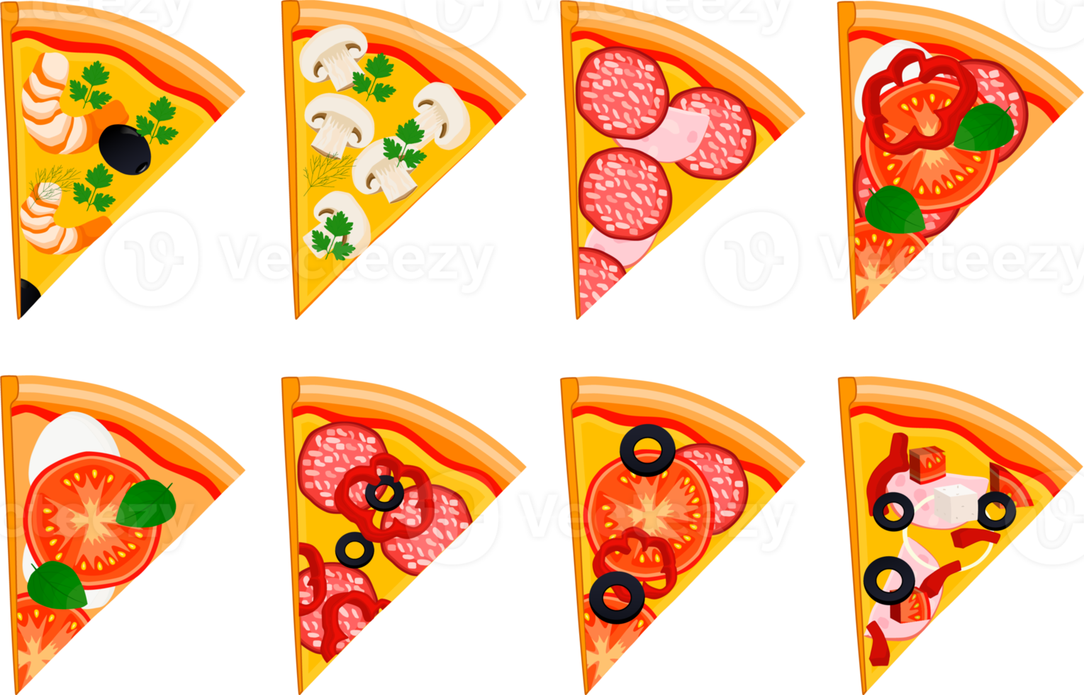 várias pizza saborosa doce png