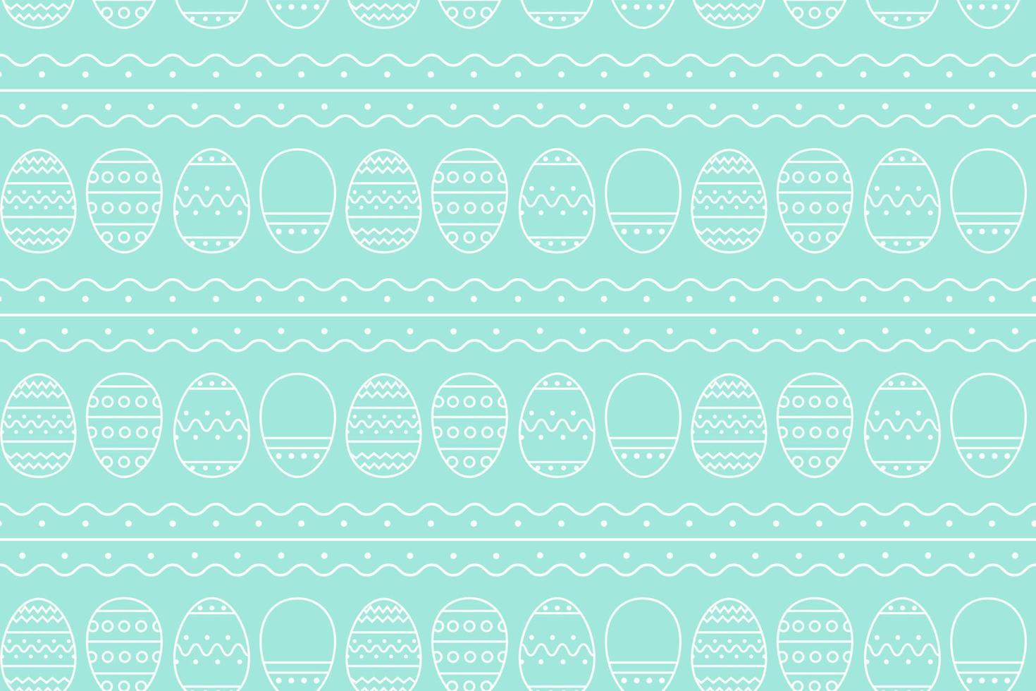 Repeated Seamless pattern of Decorated Easter eggs on turquoise background. Easter background for banners, textiles, paper, scrapbooking, wallpaper, wrappers. Festive decoration. Vector illustration