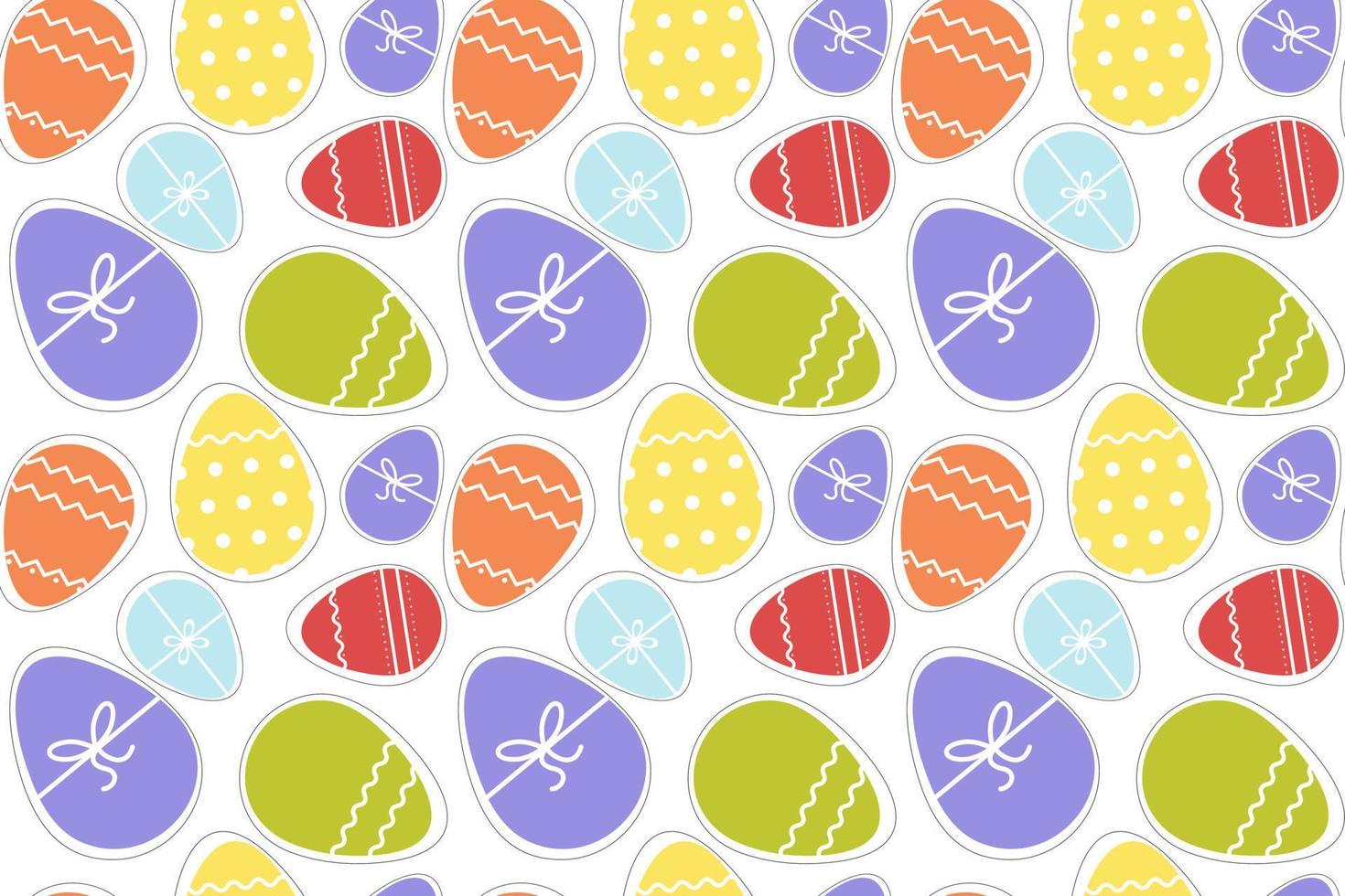 Decorated Easter eggs on white background, seamless pattern. Easter background vector