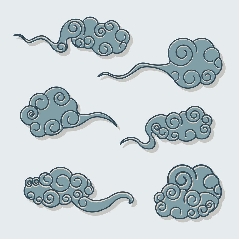 Collection of chinese clouds vector illustration