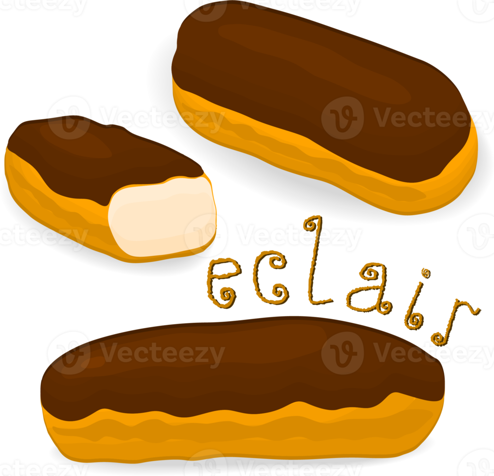 Various sweet tasty eclair png