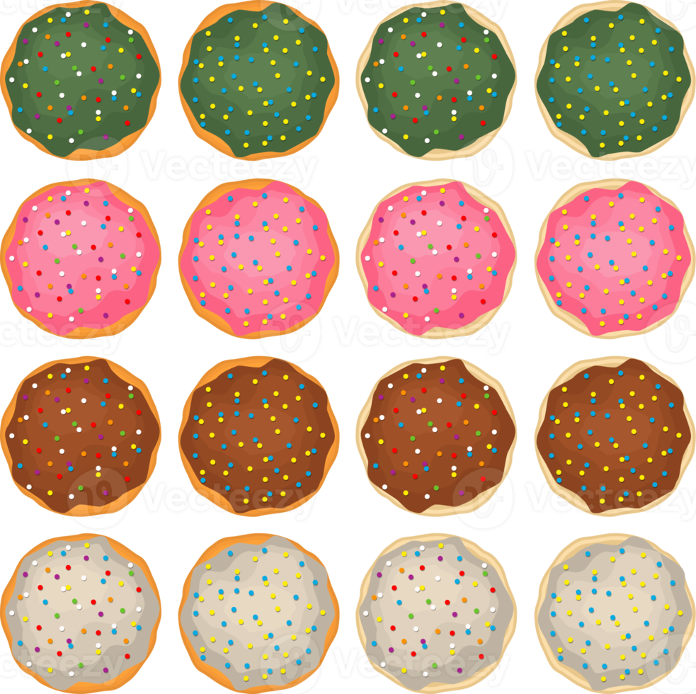 gran juego de galletas caseras de diferentes sabores en galletas de pastelería png