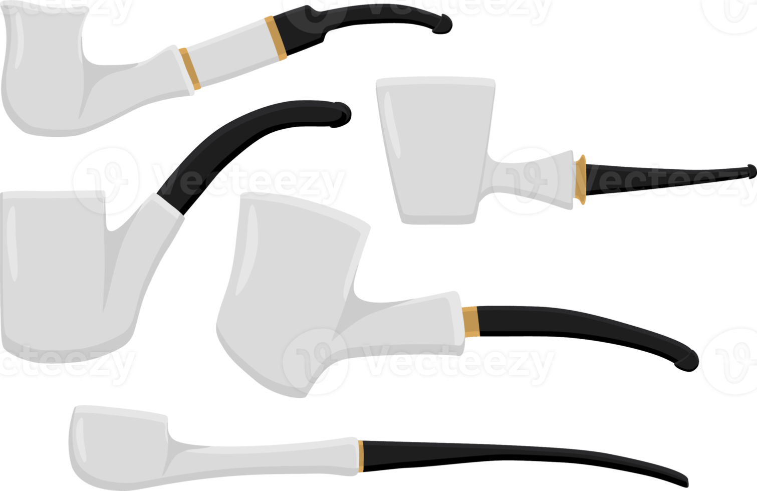 grand ensemble de différents types de tuyaux de fumée de taille différente pour le tabac png