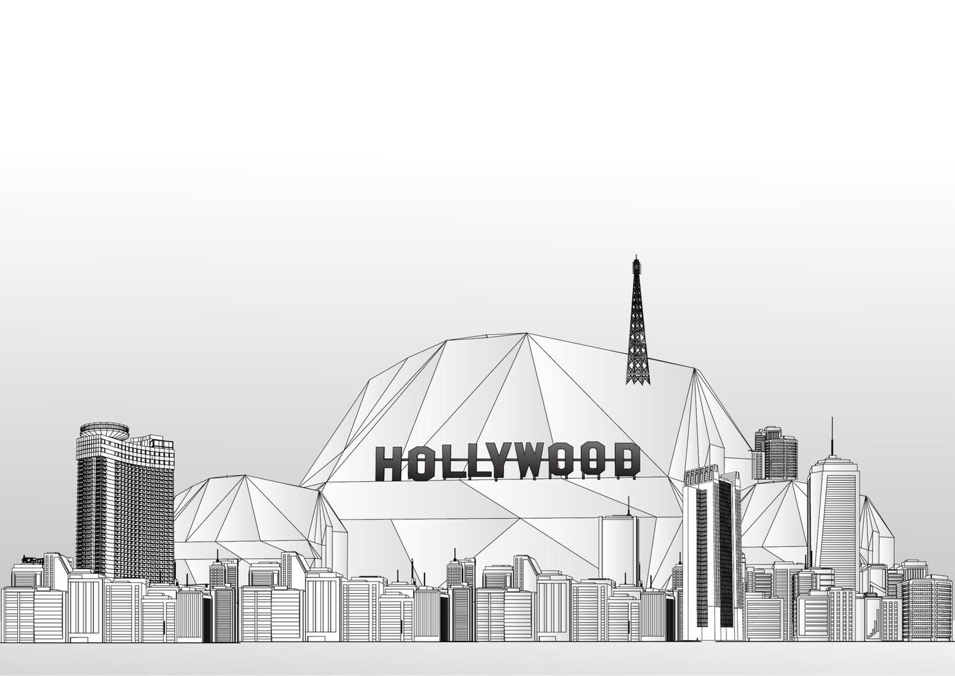 hermosa ilustración de vector de ciudad de hollywood