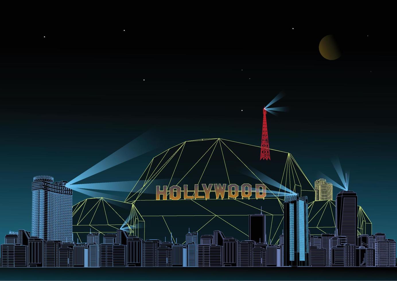 hermosa ilustración de vector de ciudad de hollywood