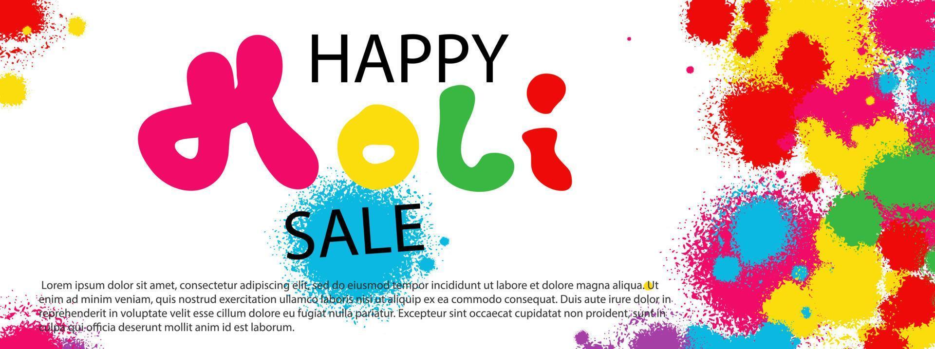 Happy Holi sale horizontal background vector illustration