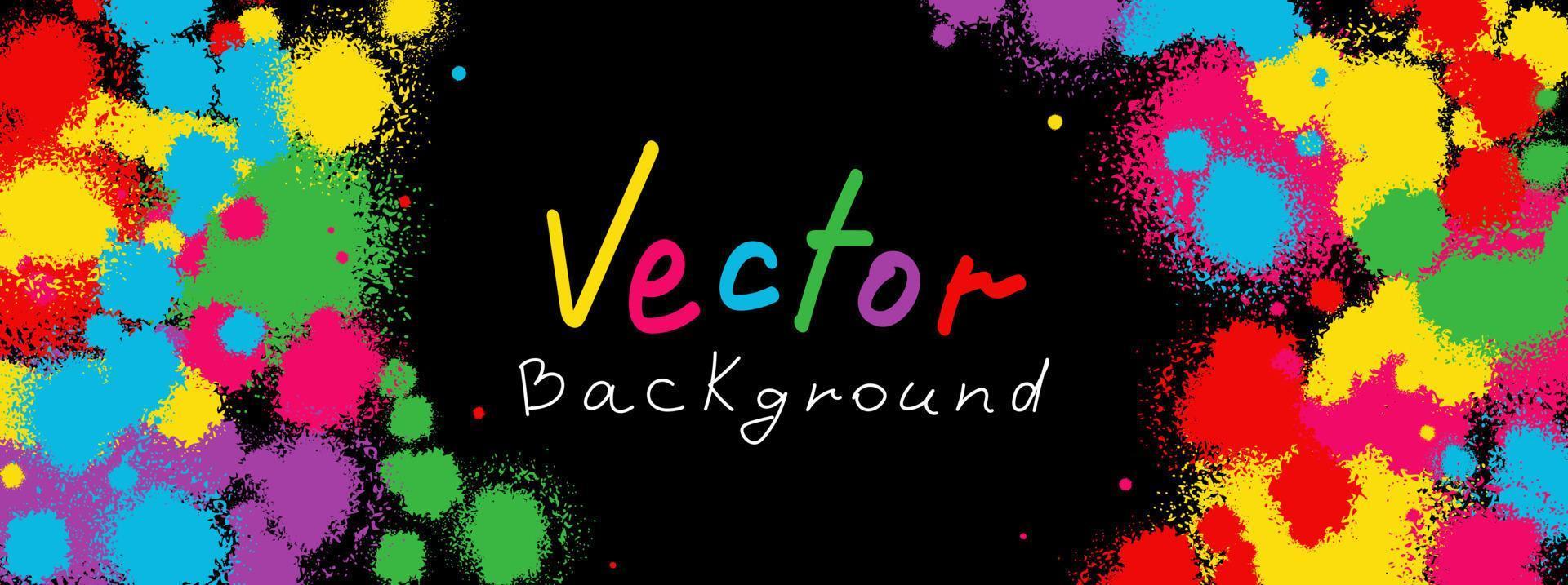 Neon spray splashes and drops on black vector background