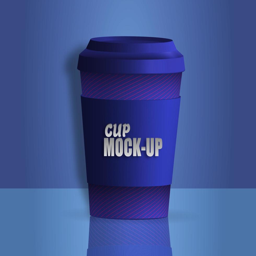 closed paper cup. Plastic Cup with Cover, Front View Mockup Design Template. 3d vector realistic illustration