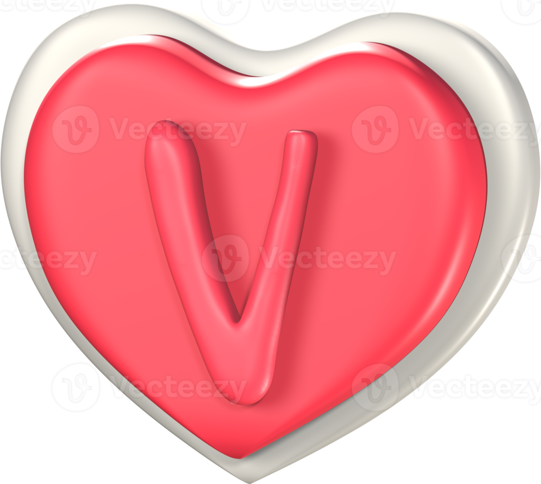 3d hart liefde illustratie. Valentijnsdag dag. png