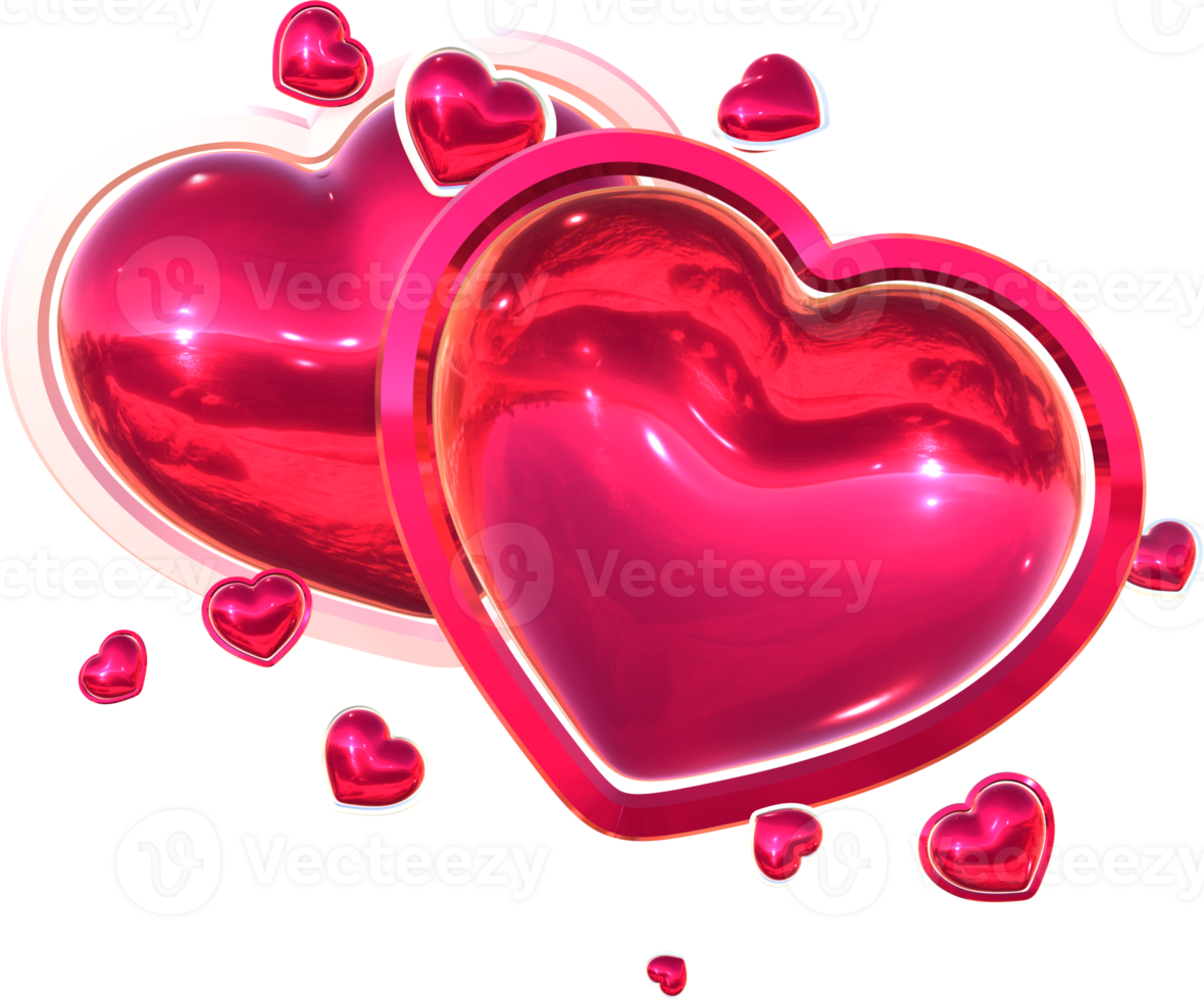 Ilustración de amor de corazón 3d. día de San Valentín. png