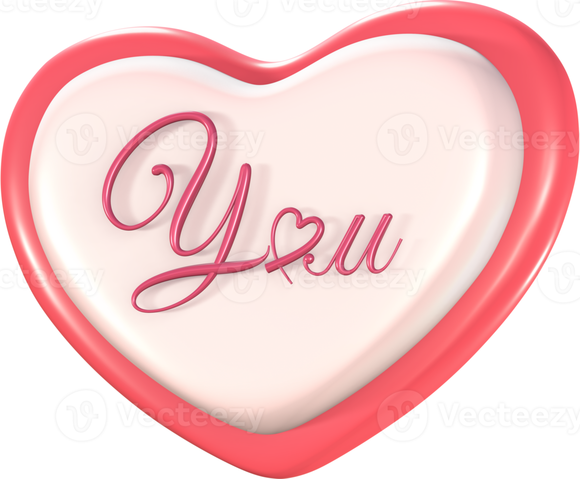 3D heart love Illustration. Valentine's Day. png