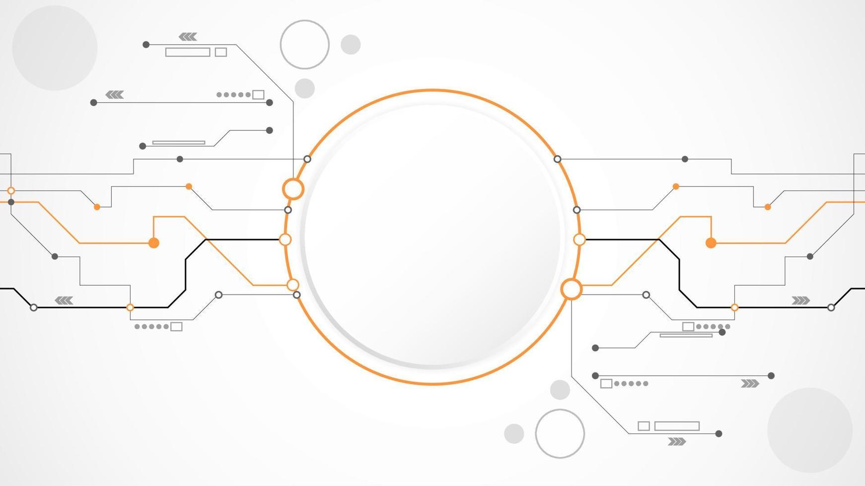 resumen de fondo de tecnología de círculo gris blanco. tecnología con línea digital color gris, naranja, punto, alta tecnología, vector. círculo tecnológico para banner web, fondo, papel tapiz, estructura, objeto. vector