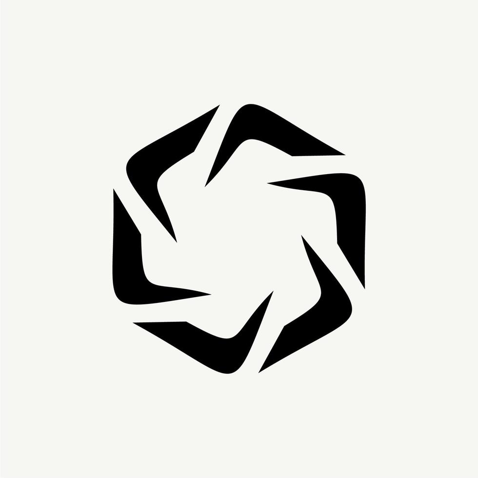 Modern strong dynamic tech logo template. Abstract propeller, six blades, universal vector logotype.